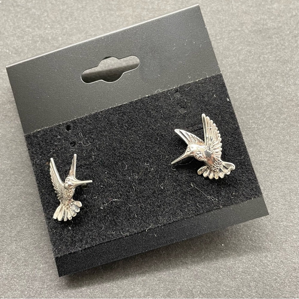 Steriling‎ Silver Hummingbird Earrings size small